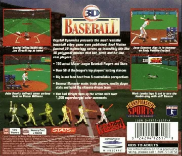 3D Baseball (US) box cover back